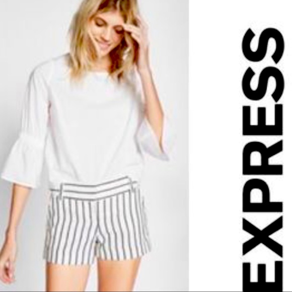 Express Pants - NWOT EXPRESS Black/White MIDI Low RISE Cuffed COMFORTABLE Linen/Cotton SHORTS 0